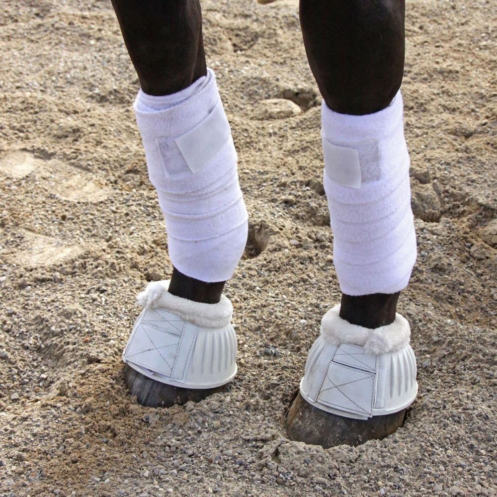 Dura-Tech Double Lock Bell Boots with Fleece Lining | Color White | Size X-Large | Ultimate Hoof Impact Protection | Horse Comfo